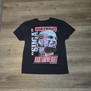 UFC Black Graphic Tee with Pink and Blue Design